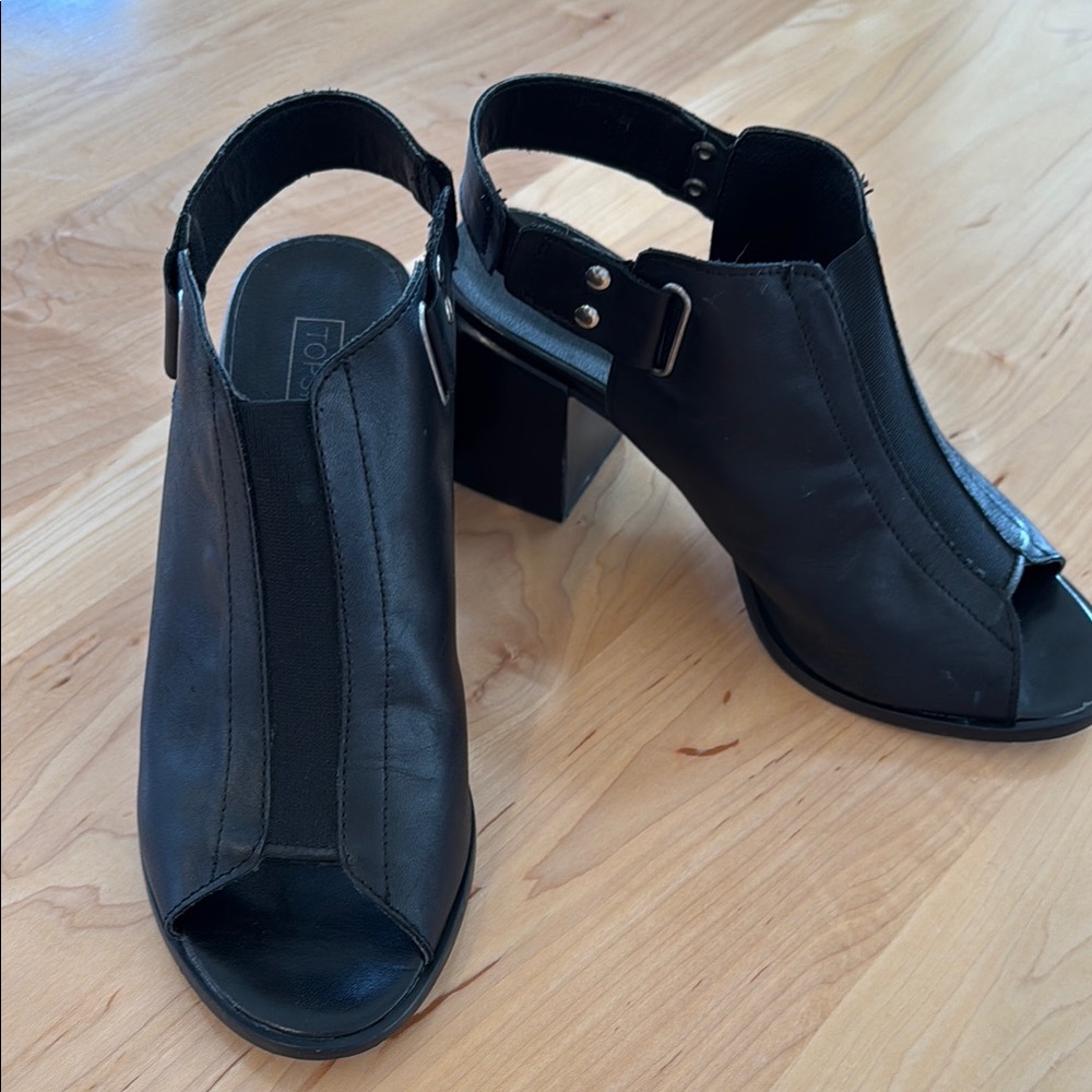 Topshop Black Leather Women's Heels